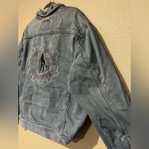 Vintage 90s MELISSA ETHERIDGE Chrome Plated Lee Denim Tour Jean Jacket Size XL - Picture 7 of 7